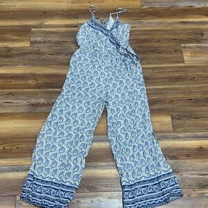 Blue Patterned Jumpsuit